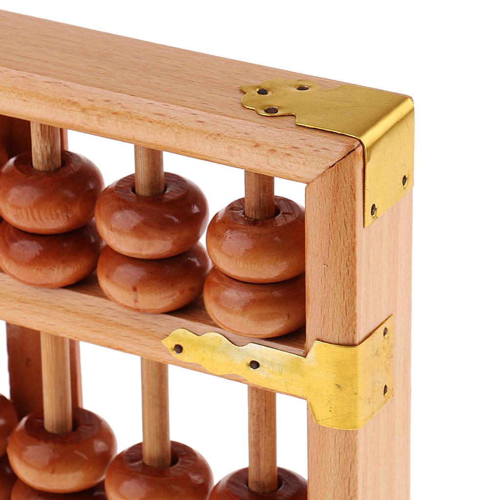 Wooden Frame Beads 15 Rods Chinese Abacus Counting Tool Calculater for Child