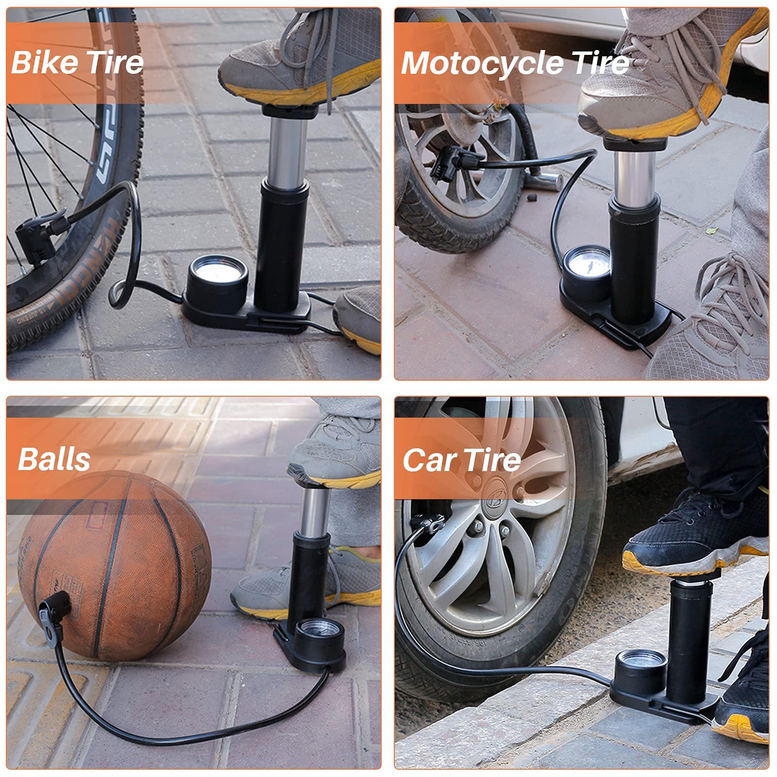 Bơm xe đạp, máy bơm xe đạp tự động với Manometre, máy bơm xe đạp mini với kim xe đạp bơm hơi / gỉ, phù hợp với van / schrader