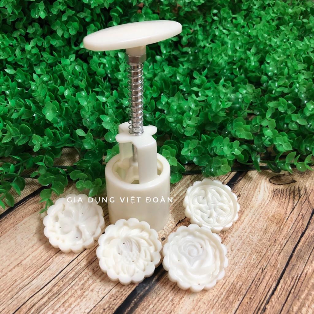 Khuôn trung thu 3D Hình Sen Hồng sắc nét. Dụng cụ có lò xo nhấn nhận nén tạo hình bông 3D Size 50g
