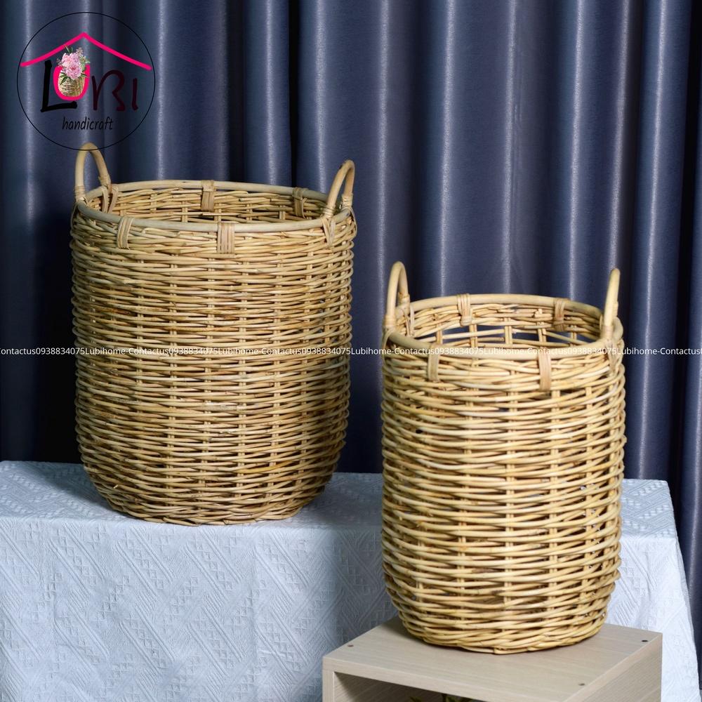 Lubihandicraft - Sọt mây tròn đựng đồ bộ 2 - bền, đẹp, sang trọng