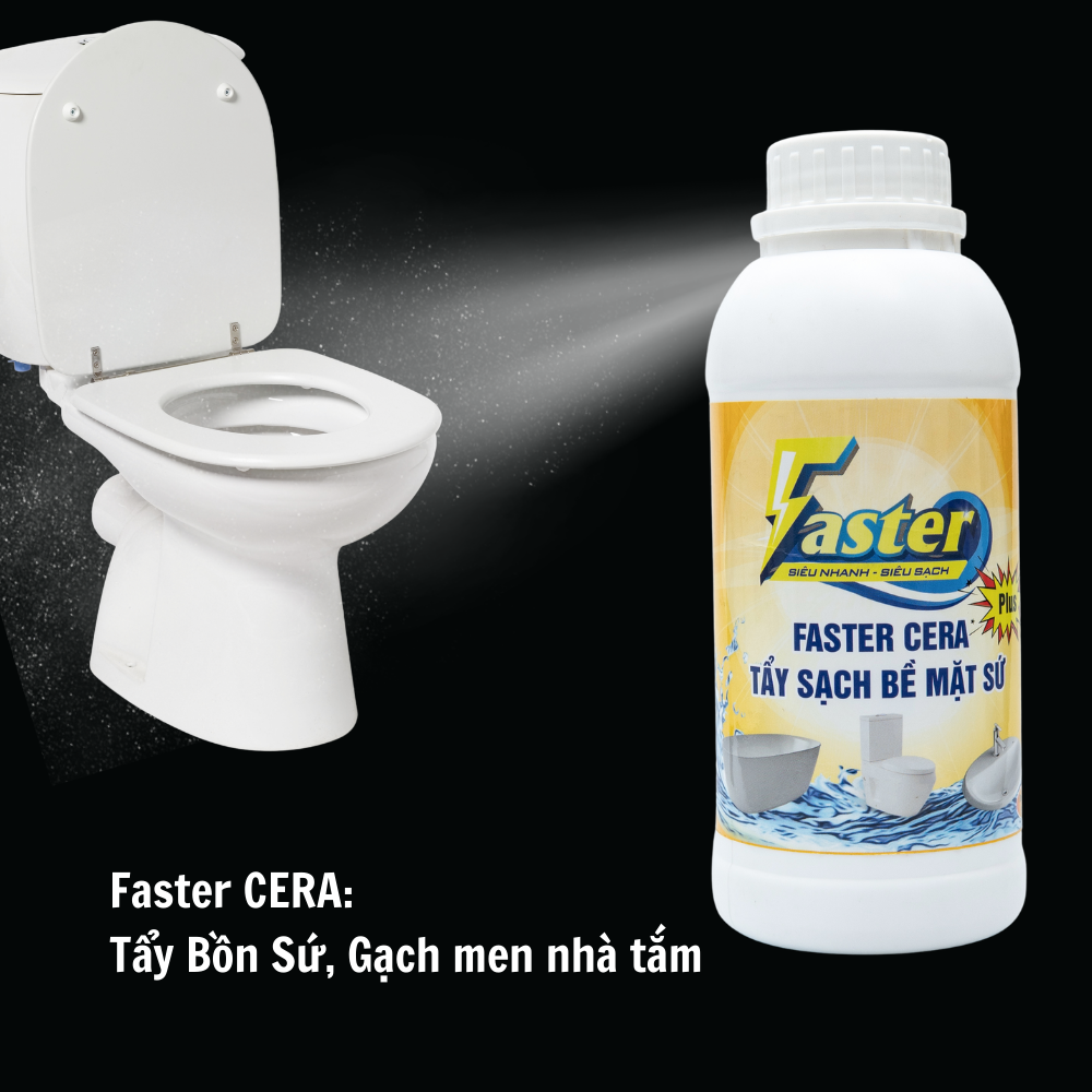 Nước Tẩy Trắng Bồn Sứ, Gạch Nhà Vệ Sinh Ố Vàng, Xỉn Màu Siêu Mạnh Faster Cera Plus 350ml