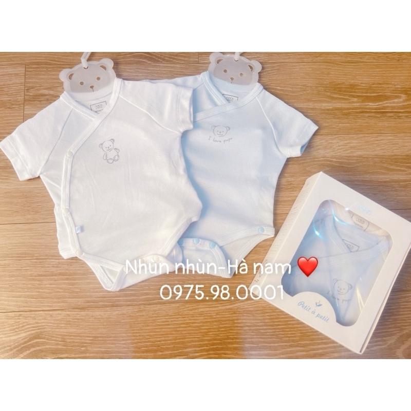 Set 2 bộ Bodysuit Cài Lệch cộc tay- Nous Premium Dòng Sản Phẩm Cao Cấp - Cho Bé Sơ Sinh Đến 3-6 Tháng Tuổi