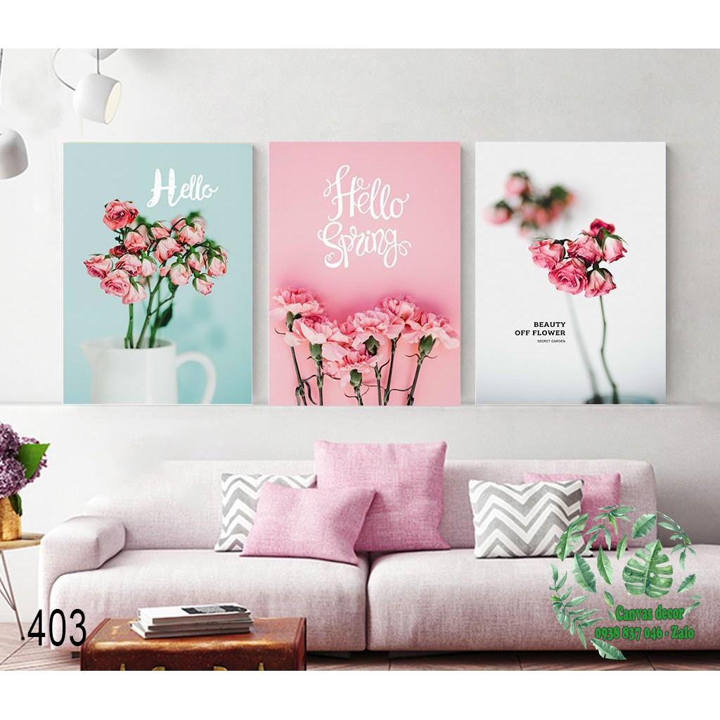 Bộ 3 tranh canvas treo tường Spring - tranh tràn viền khung