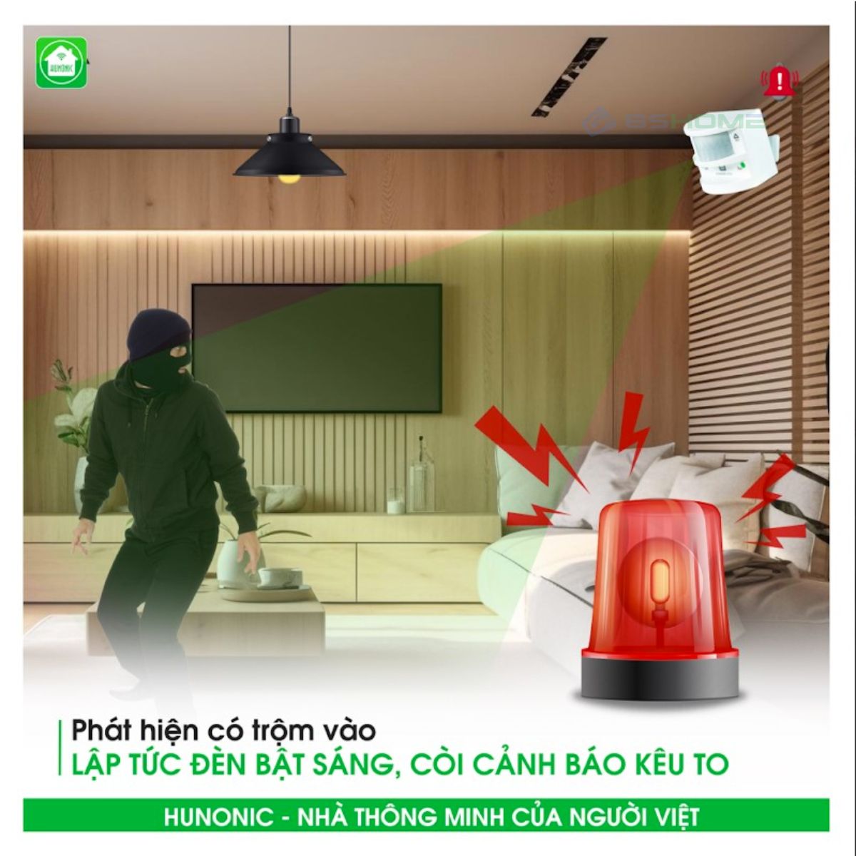 Thiết Bị Chống Trộm, Báo Khách WiFi Hunonic CT01, App Tiếng Việt, Phát Hiện Chuyển Động, Còi Hú Cảnh Báo Qua Điện Thoại