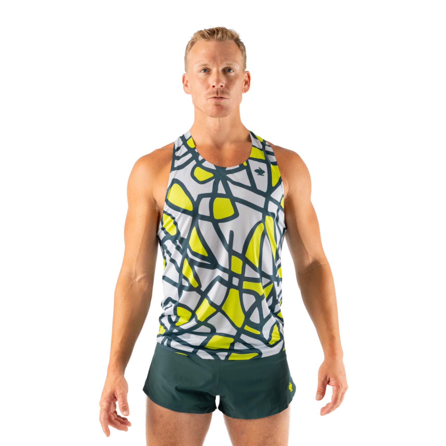 Áo Singlet Chạy Bộ Nam Rabbit Speedeez - Lime Abstract