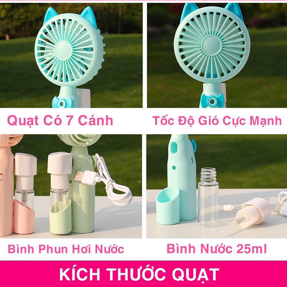 Quạt cầm tay mini kèm bình nước phun sương Mẫu Mới HN 2020 Siêu Hot tạo ẩm, bảo vệ da mặt không bị khô, nóng - Giao Ngẫu Nhiên