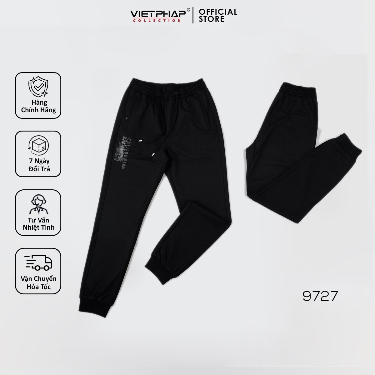 Quần Jogger Thun Cao Cấp VIỆT PHÁP/ Chất liệu cotton co dãn thoải mái sang trọng cạp chun bo 9727