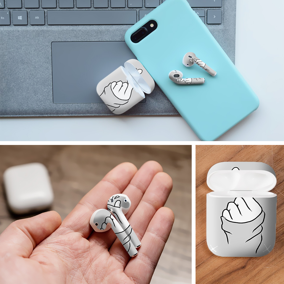 Miếng dán skin chống bẩn cho tai nghe AirPods in hình thiết kế - atk008 (bản không dây 1 và 2)