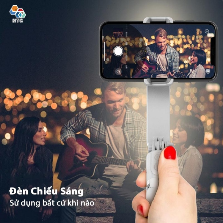 Gimbal Q18 - Gymbal điện thoại quay phim chống rung - Gậy selfie kéo dài - Gậy gimball chống rung cho điện thoại giá rẻ có đèn Led, xoay 360 độ - Hàng Chính Hãng