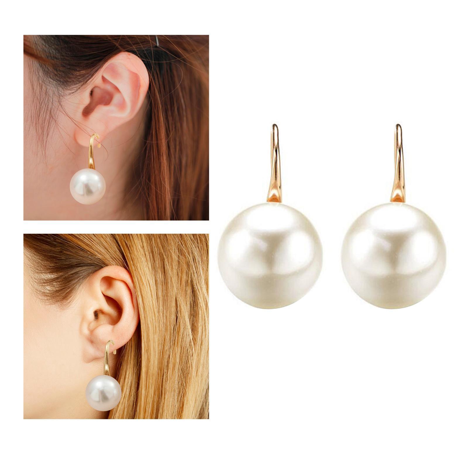 Pearl Earrings Faux Classic Elegant Ear Hook Jewelry Drop Earrings Women