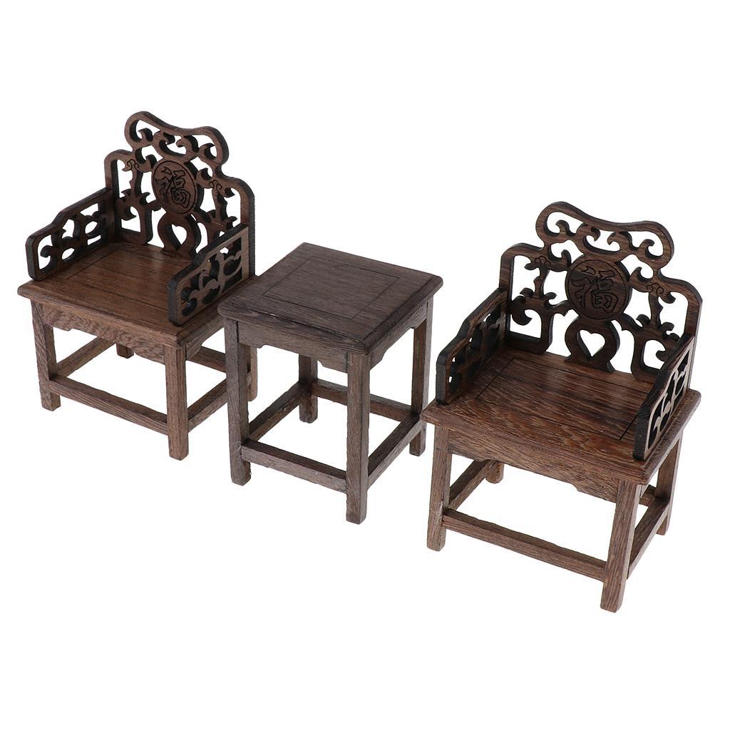 1/6 Dollhouse Miniature Chinese Tea Armchair Furniture Set