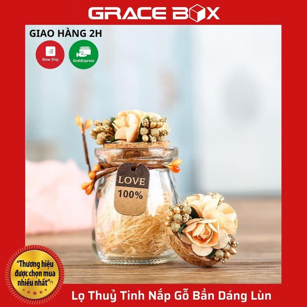 Lọ Thuỷ Tinh Nắp Gỗ Bần Xinh Xắn Dáng Lùn - Size 100ml