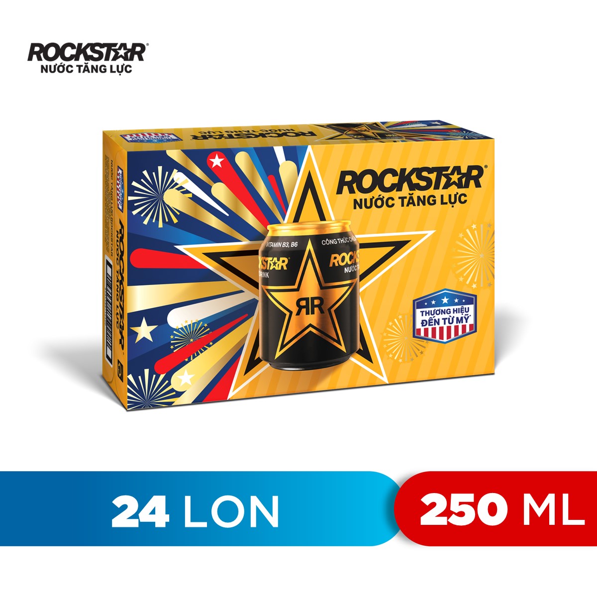 Thùng 24 Lon Nước Tăng Lực Rockstar (250ml/ lon)