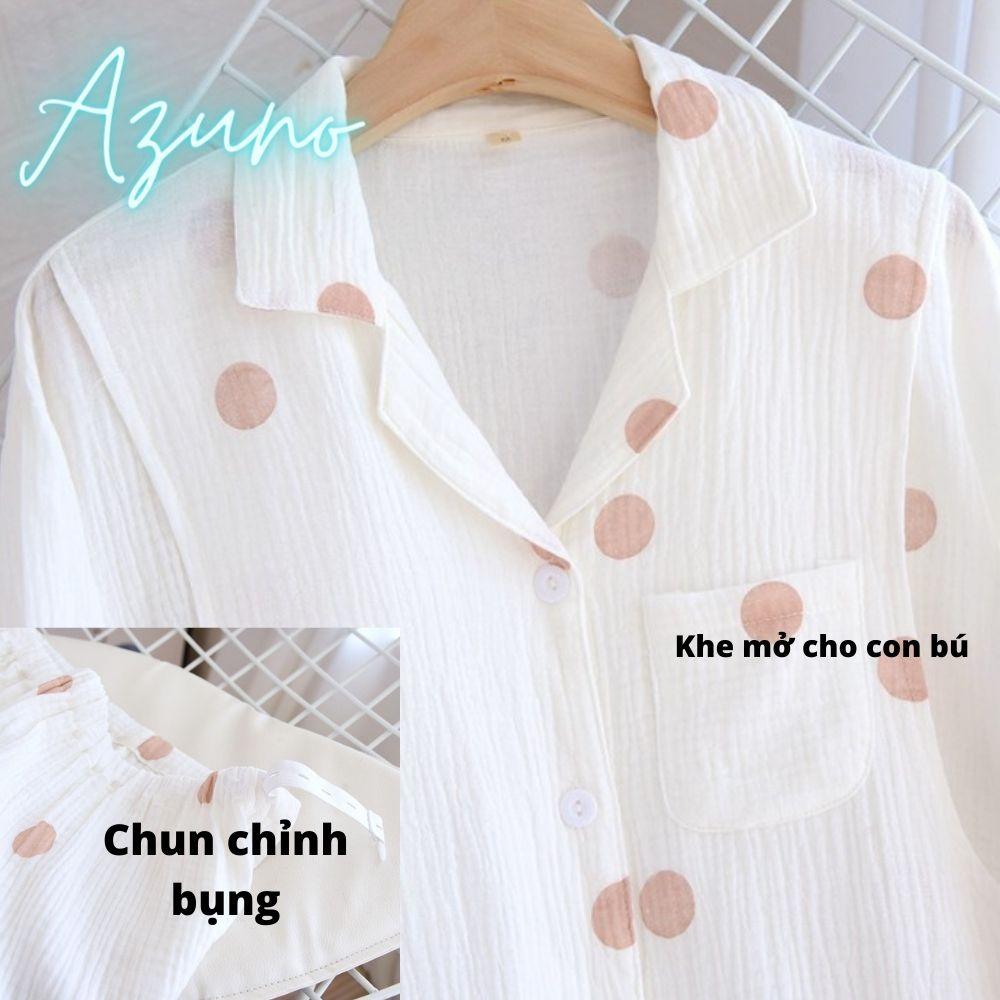 Bộ Đồ Bầu Và Sau Sinh Cao Cấp Azuno BZ185 Chất Liệu Đũi Xốp Cao Cấp Mặc Hè Mát