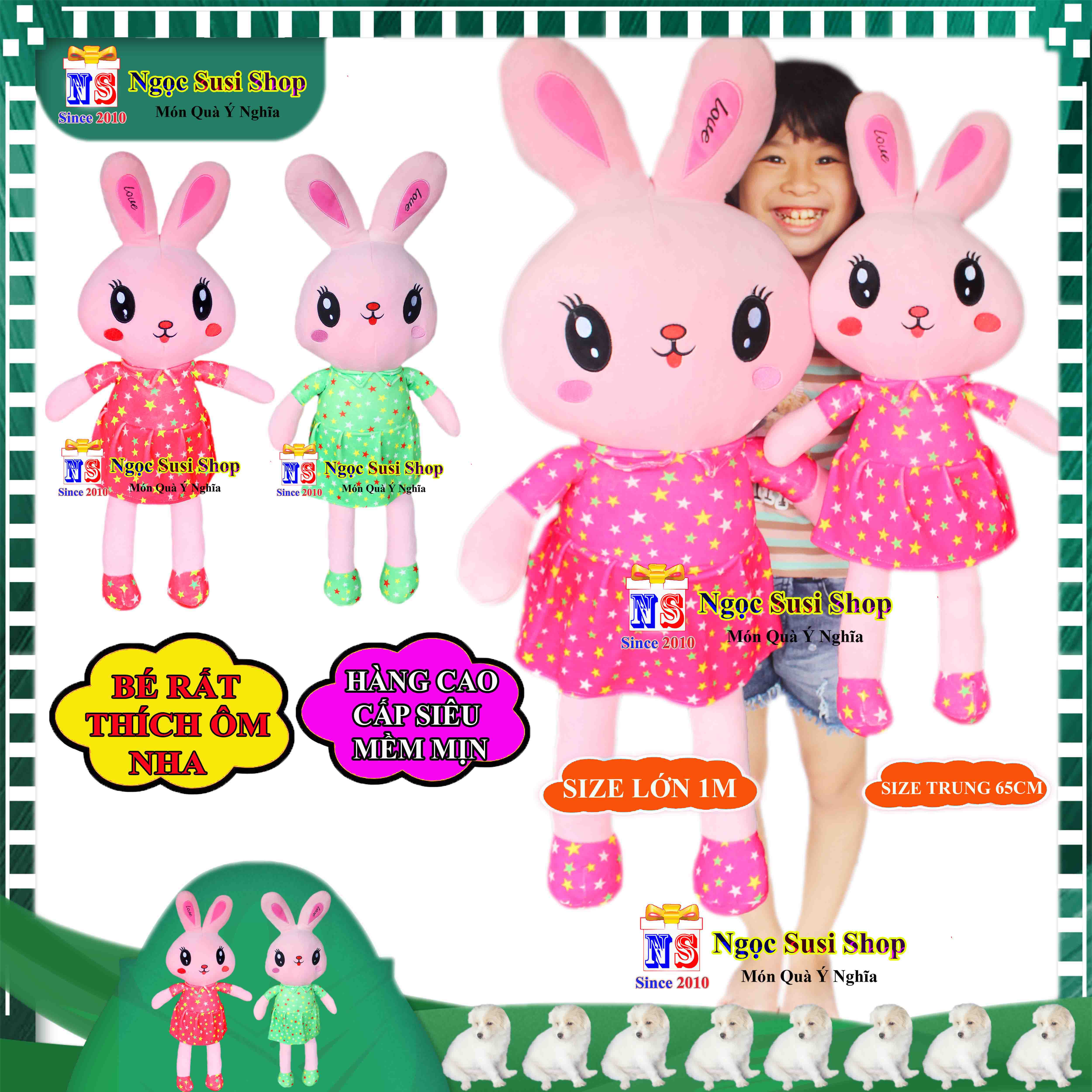 GỐI ÔM THÚ BÔNG THỎ MẶC ĐẦM BÚP BÊ SIÊU MỀM MỊN ÔM NGỦ - THÚ BÔNG HÌNH CON THỎ BÚP BÊ SIÊU CƯNG
