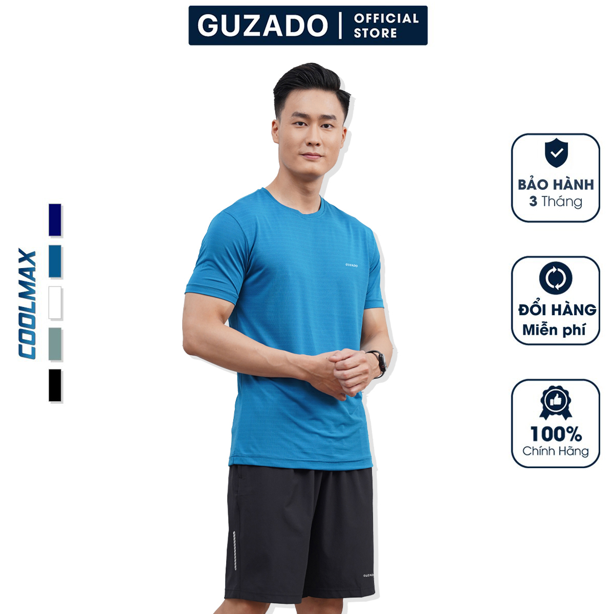 Bộ quần áo nam thể thao Guzado Chất Coolmax Thể Thao Siêu Mát,Co Giãn Vận Động Thoải Mái BCT2202