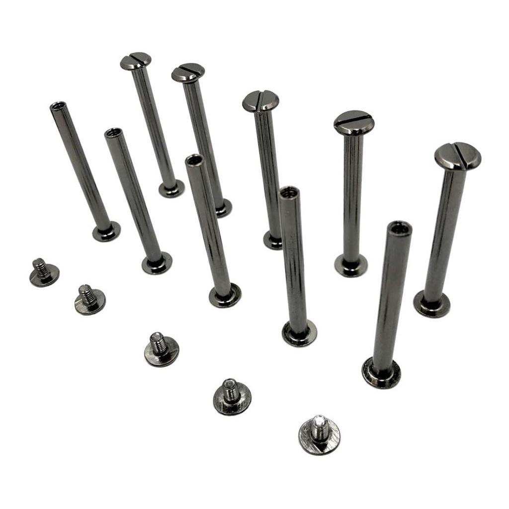 10 Sets Black Chicago Screw Assorted Kit Slotted Head Binding Screws Rivet Assembly Nail Rivet For Book Binding DIY Leather Craft