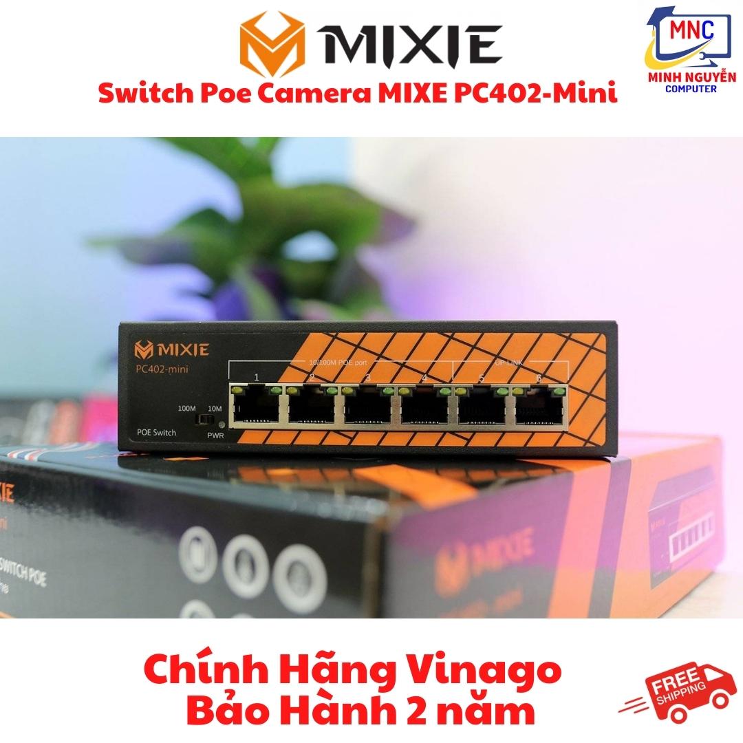 Switch Poe MIXE PC402-Mini gồm 4 cổng POE RJ45 10/100M và 2 cổng UPlink tốc độ 10/100m - Hàng Chính Hãng