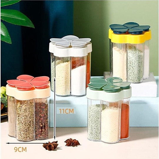 Hủ Đựng Gia Vị 5 Ngăn Hình Hoa -HENRYSA