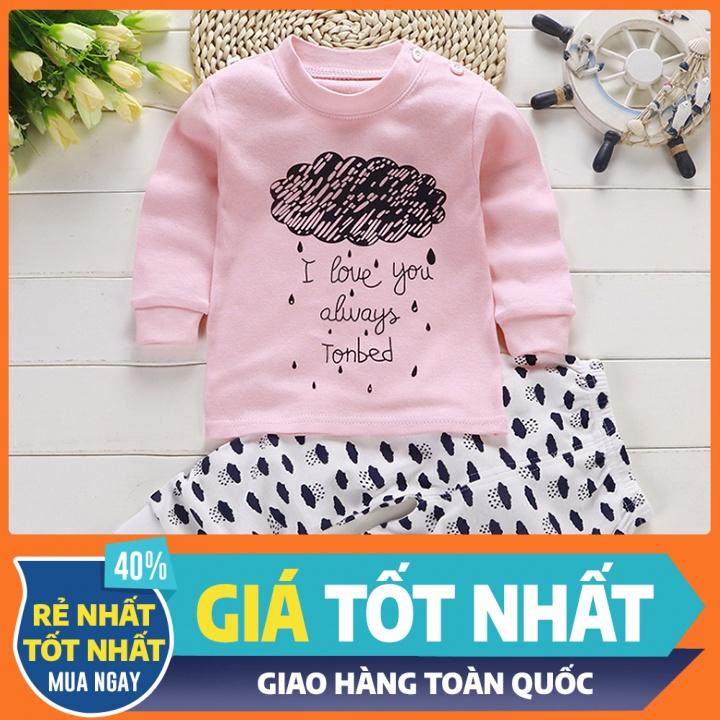 Bộ nỉ dài tay thu đông cho bé gái, bé trai chất liệu cotton