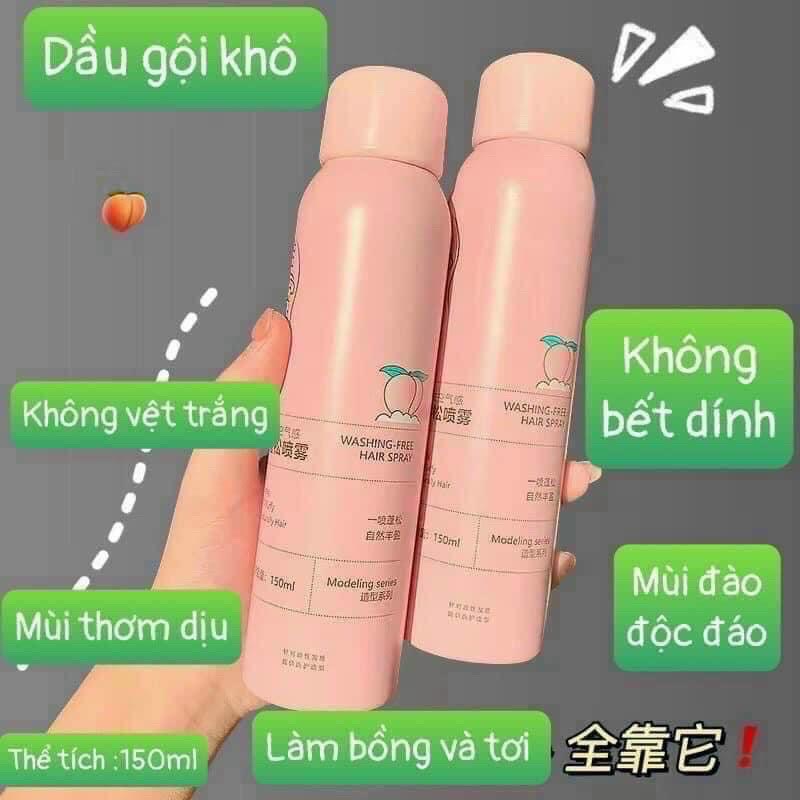 Bình xịt gội đầu khô cấp tóc chai 150ml , không bết dính , không tẩy rửa , hương thơm dịu nhẹ , bồng bềnh và  tơi  ,sạch nhỏ gọn tiện lợi dễ mang theo