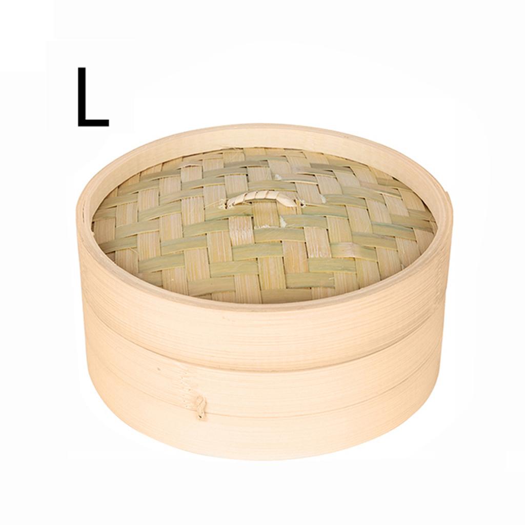 3x Bamboo Steamers with Lid for Asian Cooking Vegetables   Cookware