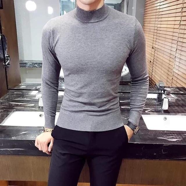 Áo len nam cổ 3 phân dài tay 5 màu