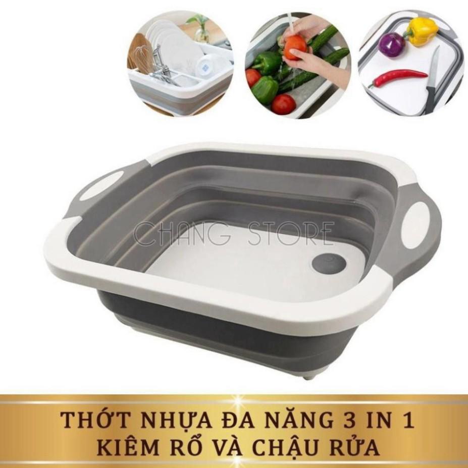 Chậu Nhựa Kiêm Thớt Đa Năng 3 In 1 Kiêm Chậu Rửa, Rổ Đa Năng, Thớt Siêu Tiện Dụng