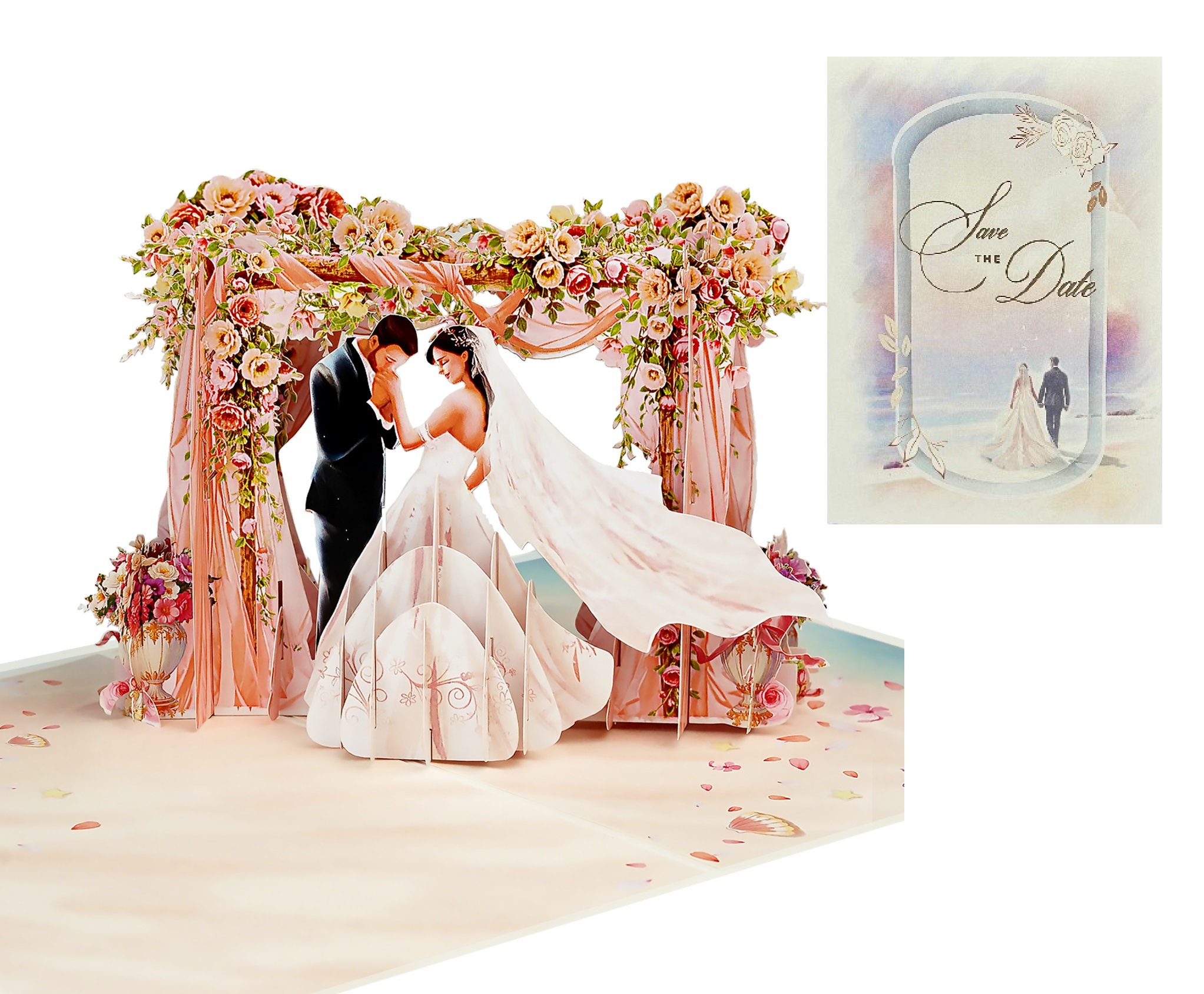 Thiệp 3D Pop Up Cổng Hoa Cưới – Thiệp Chúc Mừng Đám Cưới, Thiệp Wedding Sang Trọng, Lãng Mạn, W16