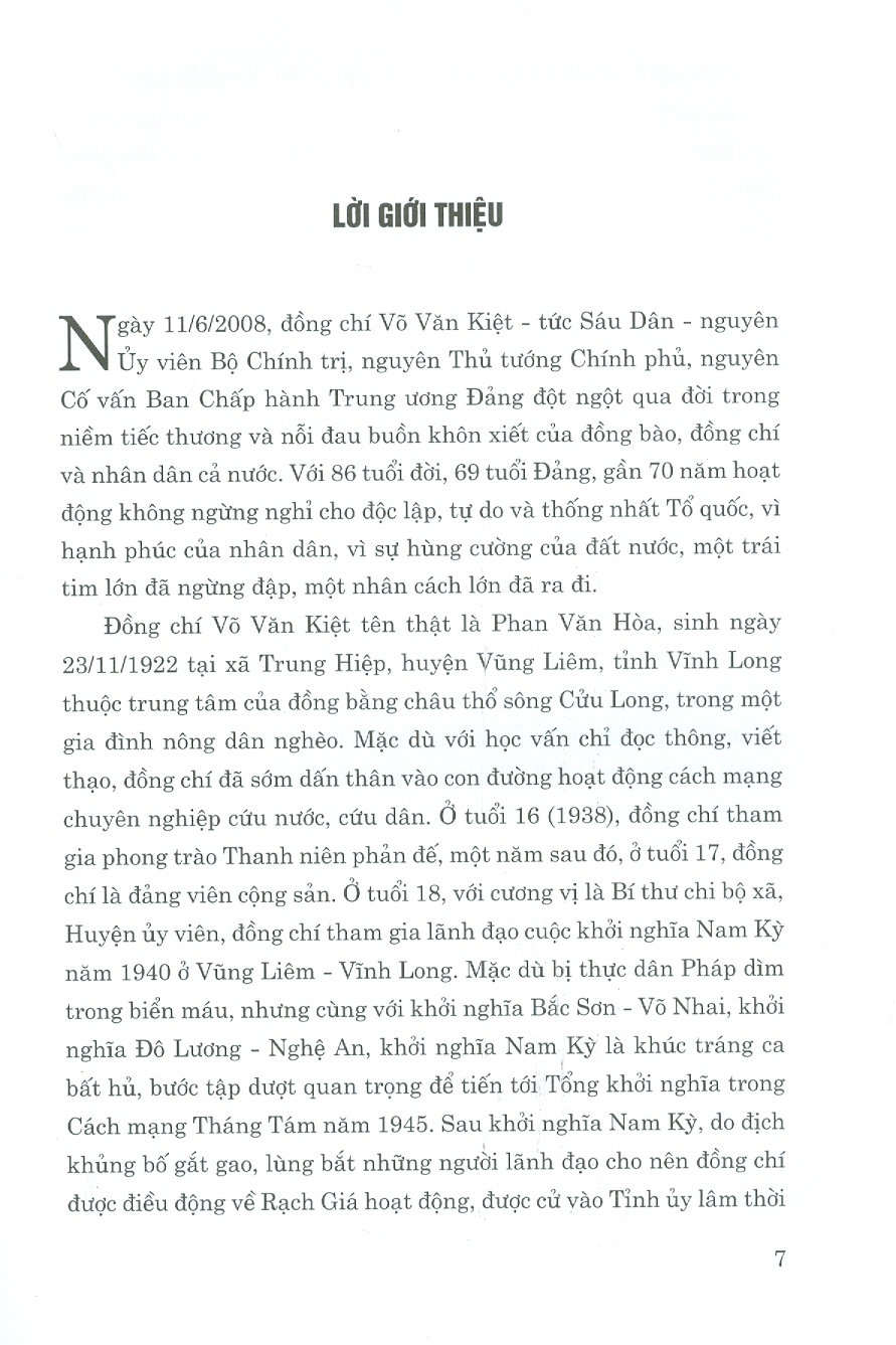 Võ Văn Kiệt - Một Nhân Cách Lớn, Nhà Lãnh Đạo Tài Năng Suốt Đời Vì Nước Vì Dân (Hồi ký) (Bản giới hạn, in 100 quyển)