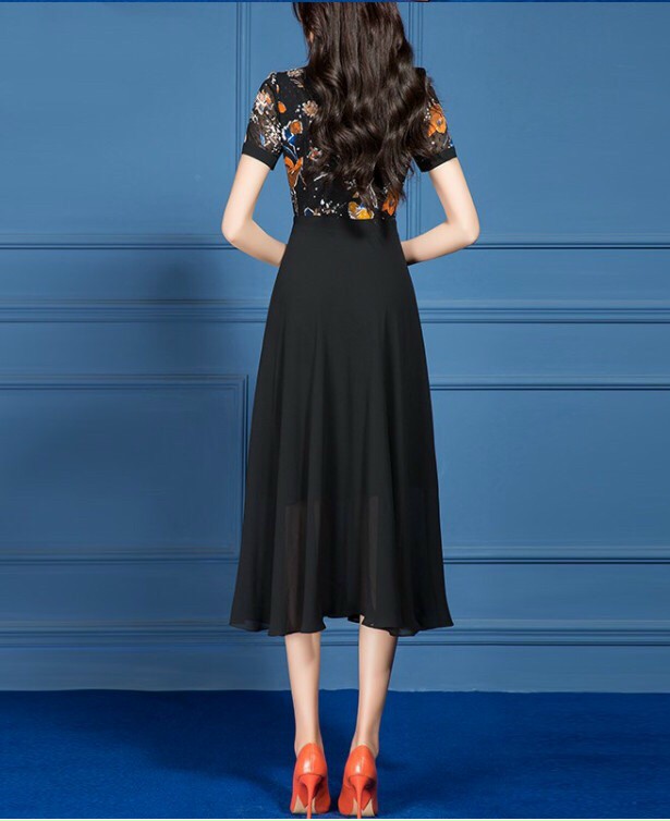 ĐẦM MAXI HOA CỔ V CAO CẤP