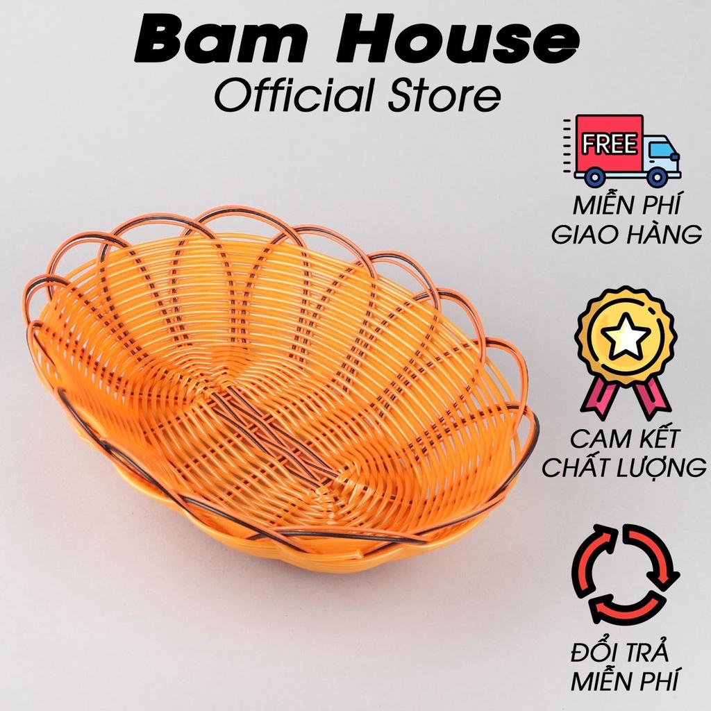 Rổ nhựa mây đựng rau củ quả và trái cây Bam House dạng oval kích thước lớn cao cấp RM02 – Gia dụng bếp