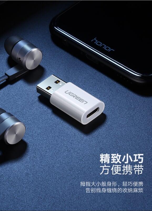 Ugreen UG40932US204TK Màu Trắng Đầu chuyển đổi USB 3.0 dương sang TYPE C 3.1 âm - HÀNG CHÍNH HÃNG