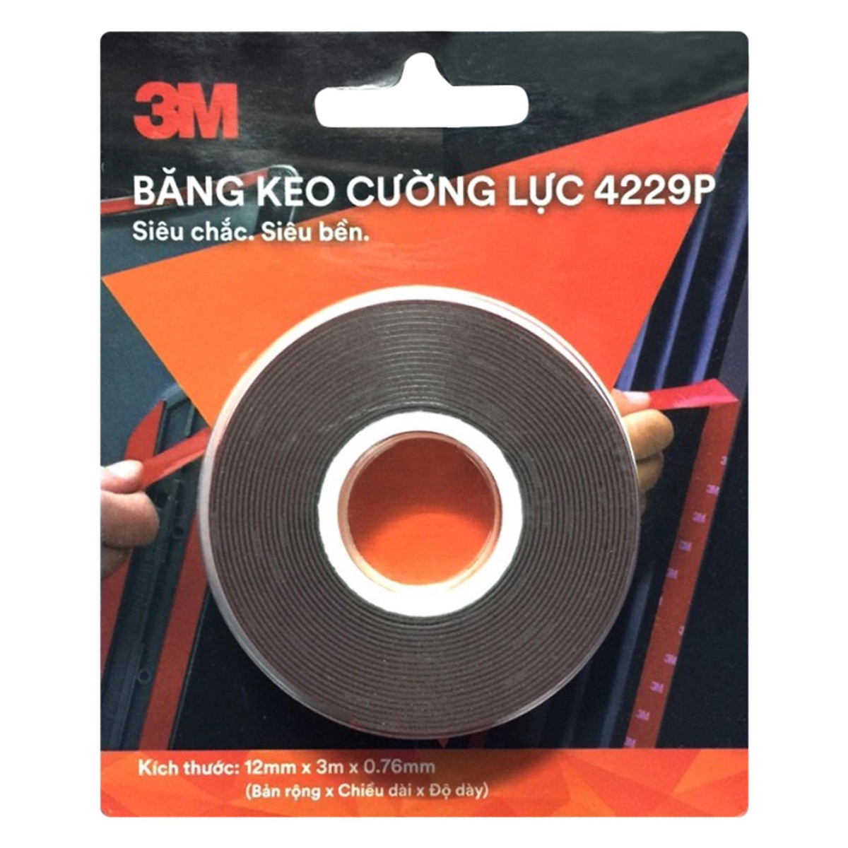 Băng keo tape 2 mặt Cường Lực 3M - 4229P - 12mm x 3m ( siêu chắc, siêu bền )
