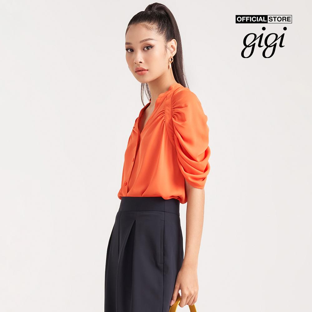 GIGI - Áo sơ mi nữ cổ V tay ngắn xếp li hiện đại G1201B212239-74-Size:34