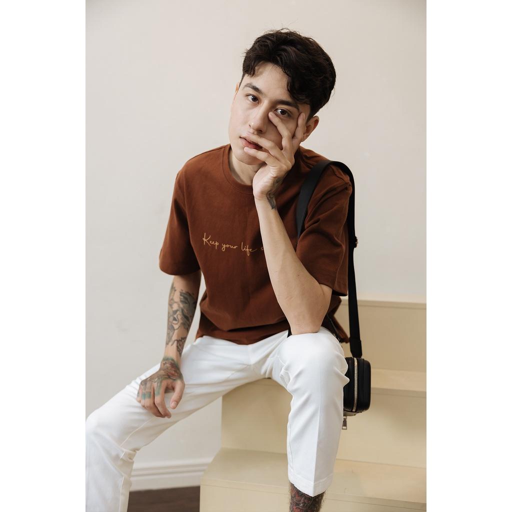 Áo thun nam cổ tròn BASEE in chữ mặt trước