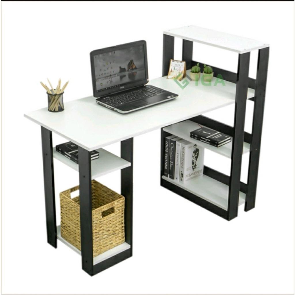 Bàn Làm Việc, Bàn Học Sinh Gỗ MDF Lắp Ghép Kết Hợp Kệ Sách 4 Tầng Tiện Dụng.
