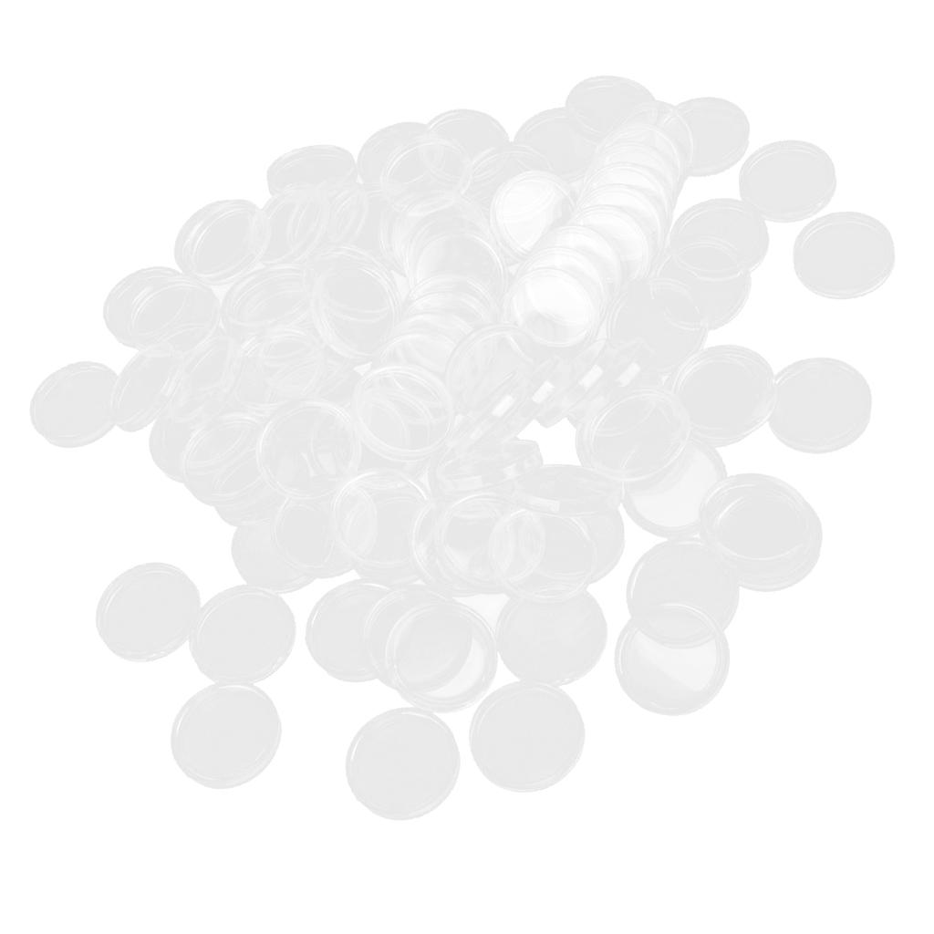 100 Boxed Coin Capsules Coin Case Transparent Color