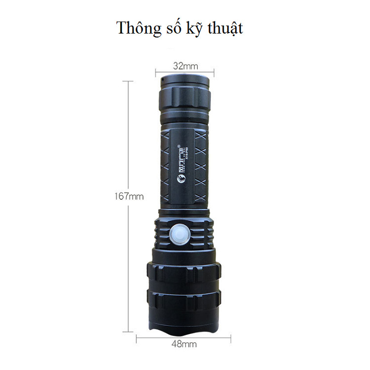 Đèn pin cầm tay mini du lịch, dã ngoại chắc chắn ánh sáng chiếu xa pin sạc M15