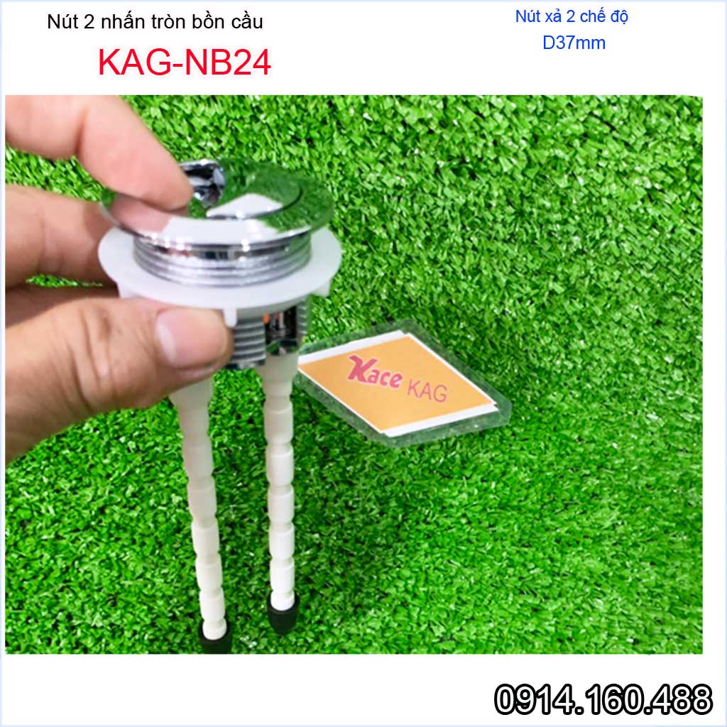 Nút 2 nhấn xả bồn cầu Kaiser, nút nhấn cầu xả 2 nhấn tròn lỗ sứ D3.7-4 cm, nút xả cầu KAG-NB24