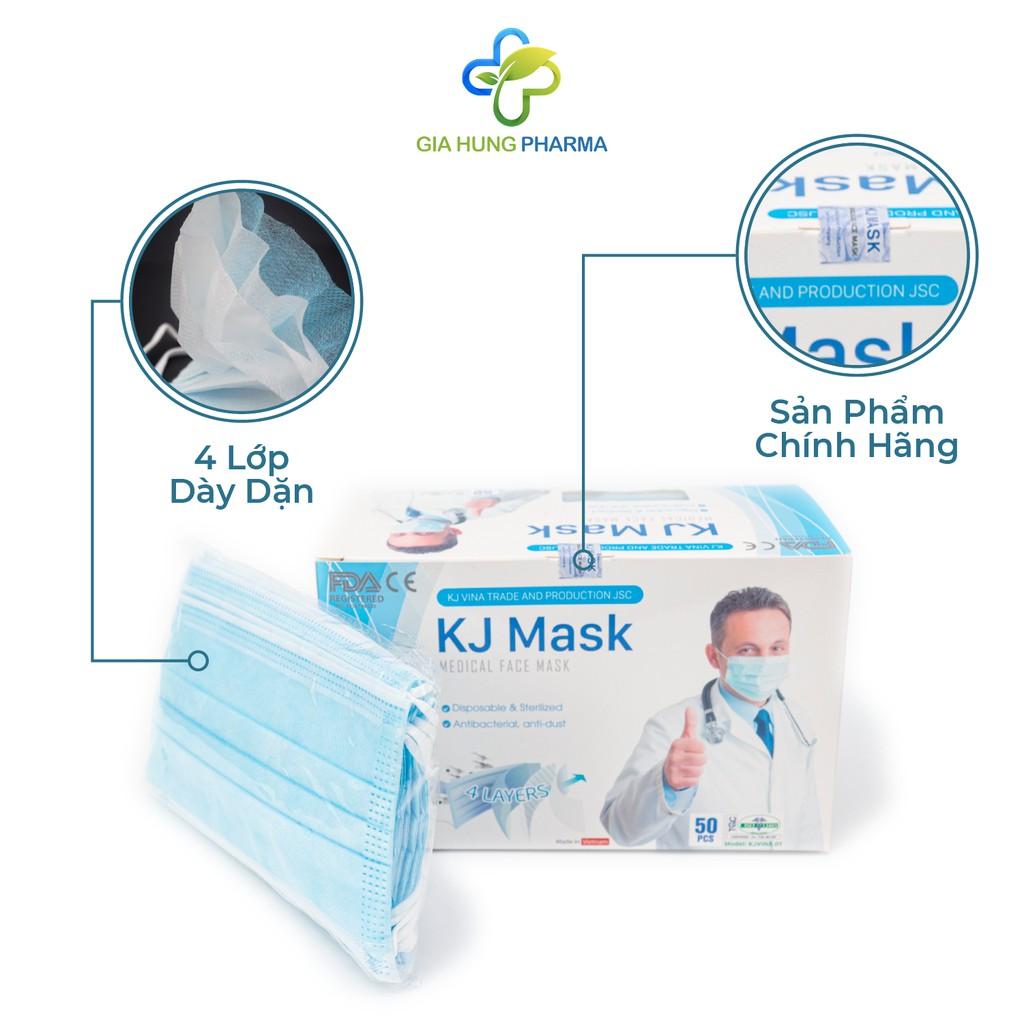 [KJVINA] Khẩu Trang Y Tế 4 Lớp KJMASK Không mùi Hộp 50 Cái