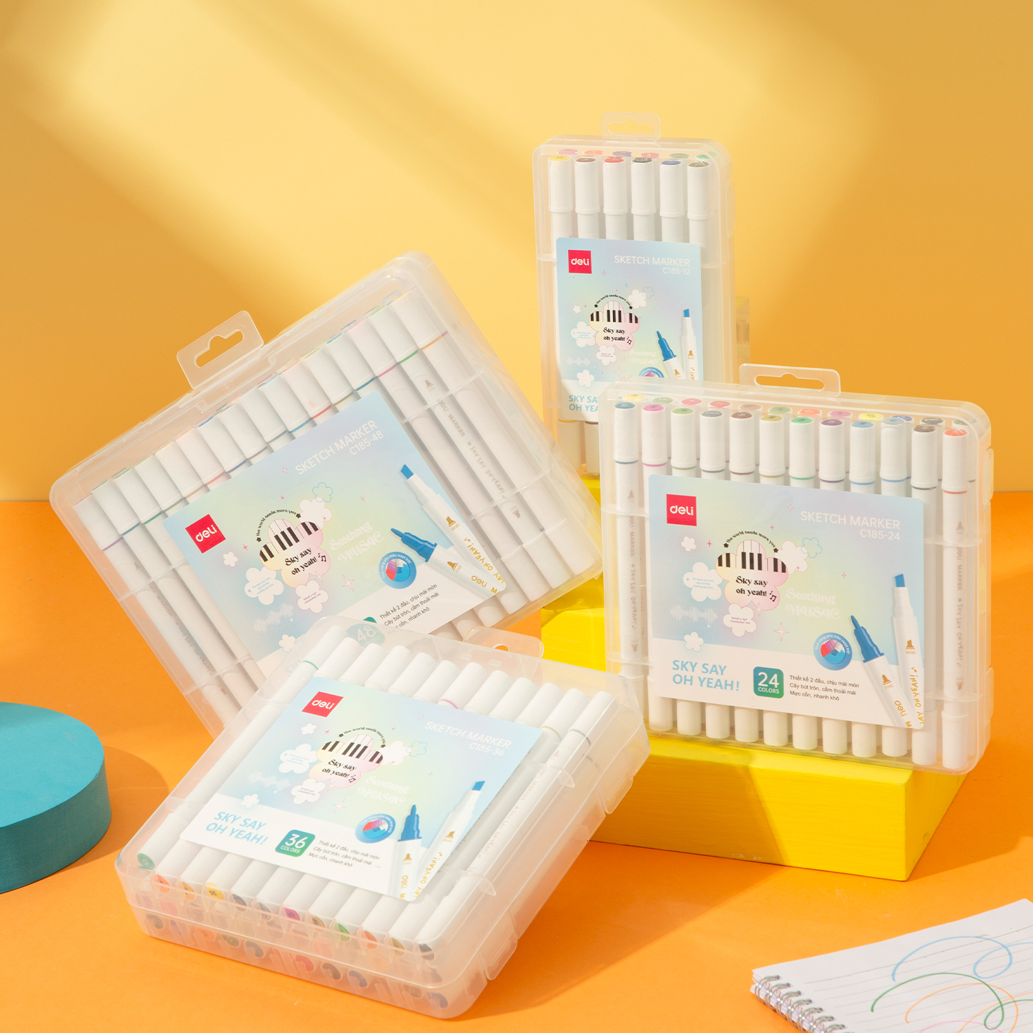 Bút Màu Marker Chuyên Nghiệp Cao Cấp Hộp Nhựa BST Limited Deli - Họa Cụ Tô Màu Dạ Vẽ Tranh Manga Anime Thiết Kế Thời Trang, Trang Trí Sổ Tay Kế Hoạch Planner - CC185
