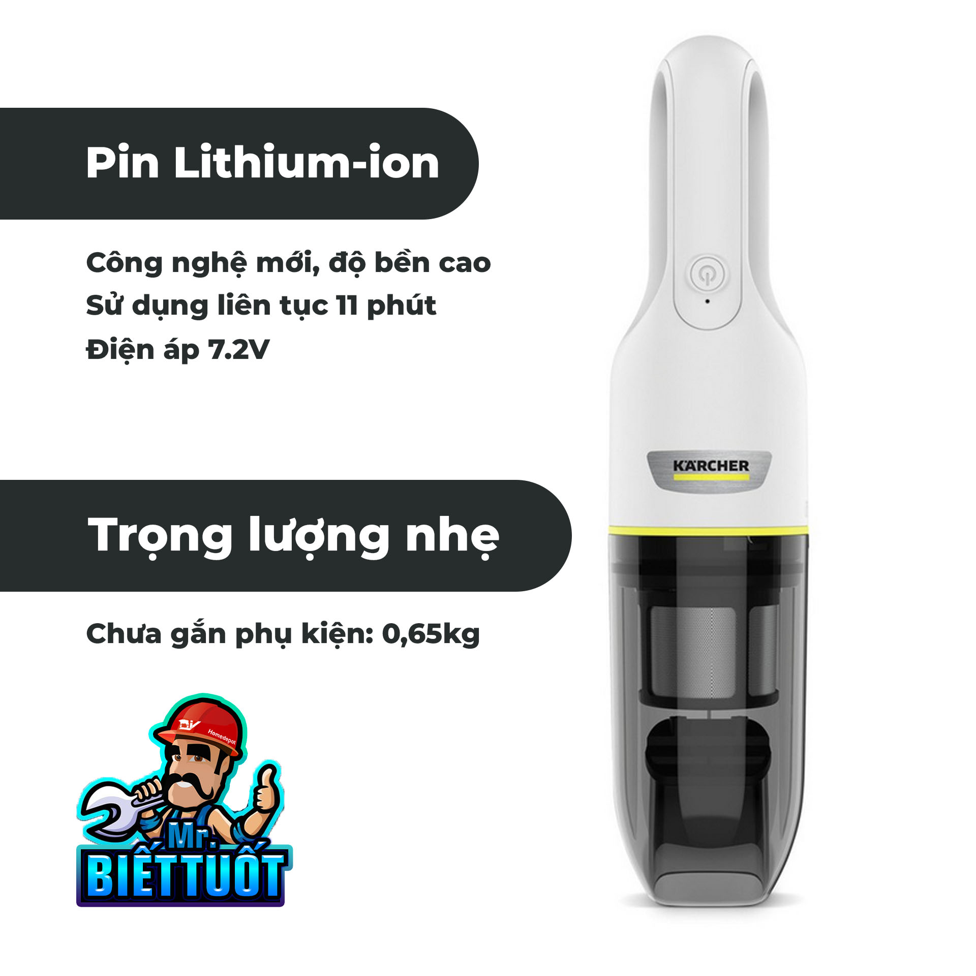 Máy hút bụi dùng pin Karcher VCH2 hàng chính hãng