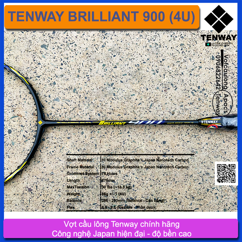 Vợt cầu lông Tenway Brilliant 900 (4U) | Vợt 4U phù hợp đánh phong trào, rèn luyện sức khỏe