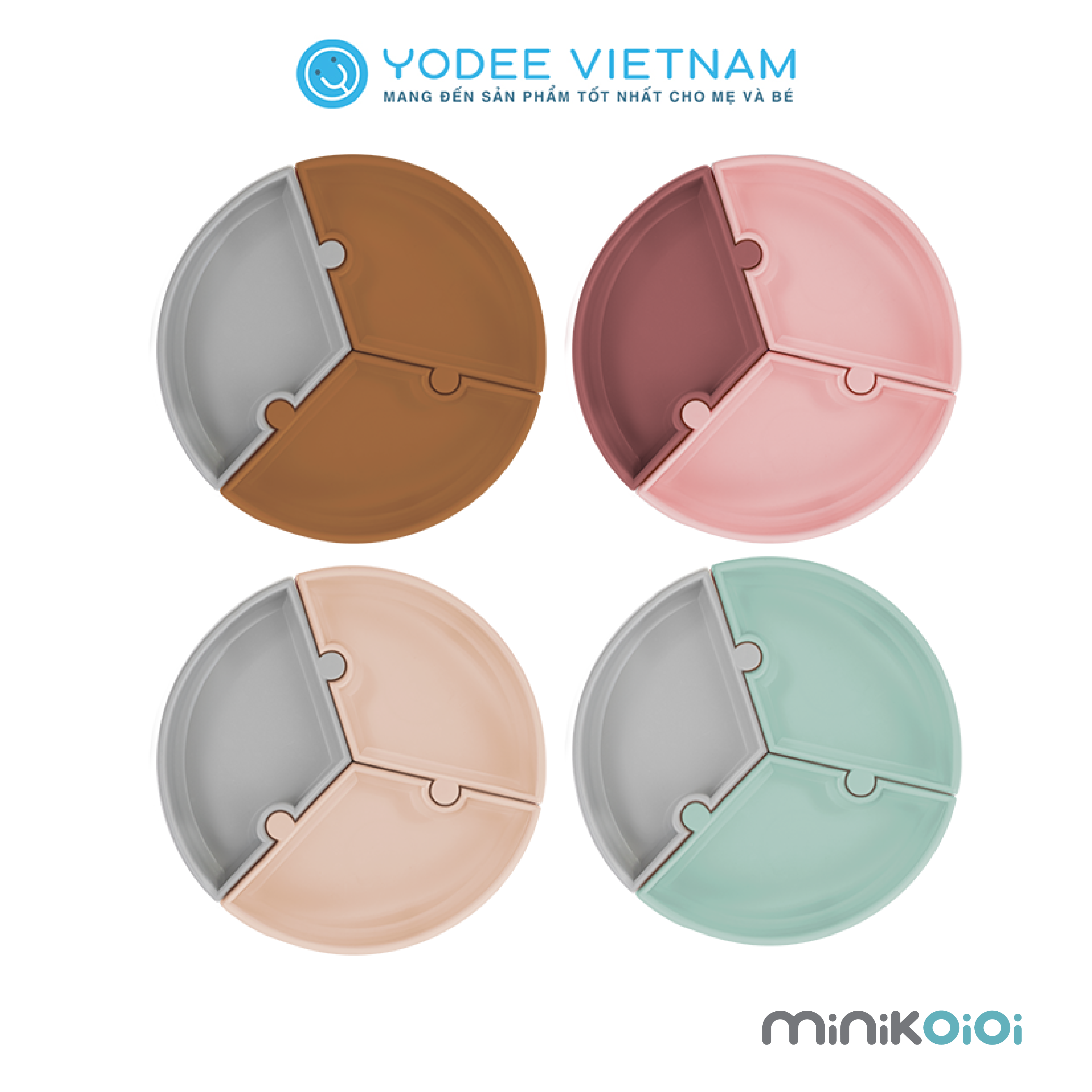 MinikOiOi Khay ăn dặm có thể tháo rời silicone cho bé