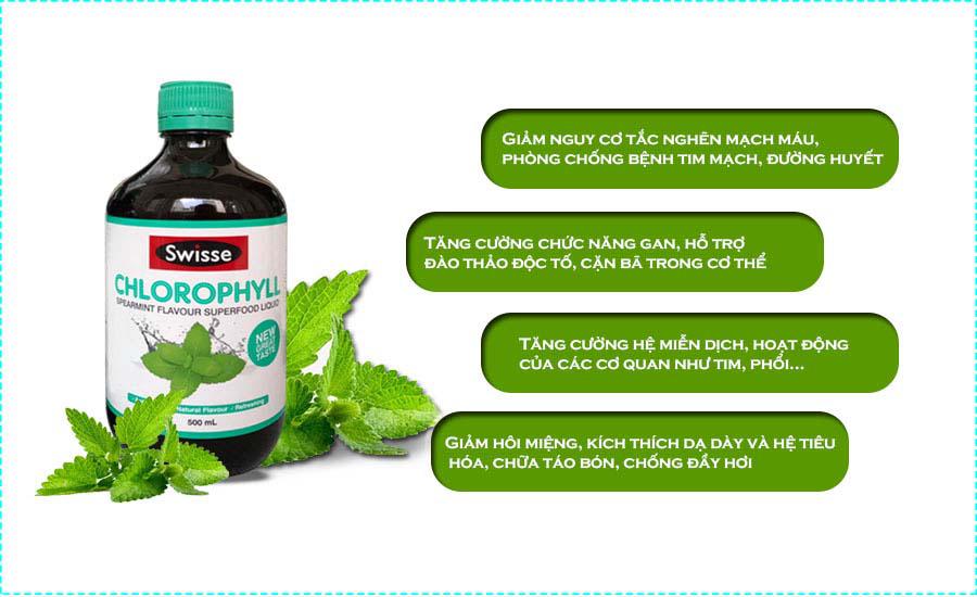 Nước diệp lục cô đặc Swisse Chlorophyll giàu chất chống oxy hóa, tăng cường năng lượng và sức khỏe làn da - Massel Official