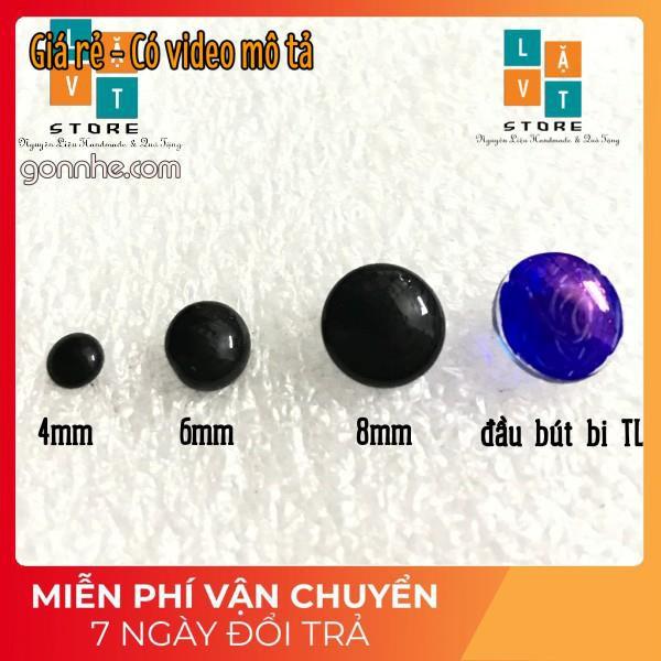 Mắt Thủy Tinh Đen Tuyền có chân thép vững chắc - đồ handmade, thủ công, diys, phụ kiện làm len chọc