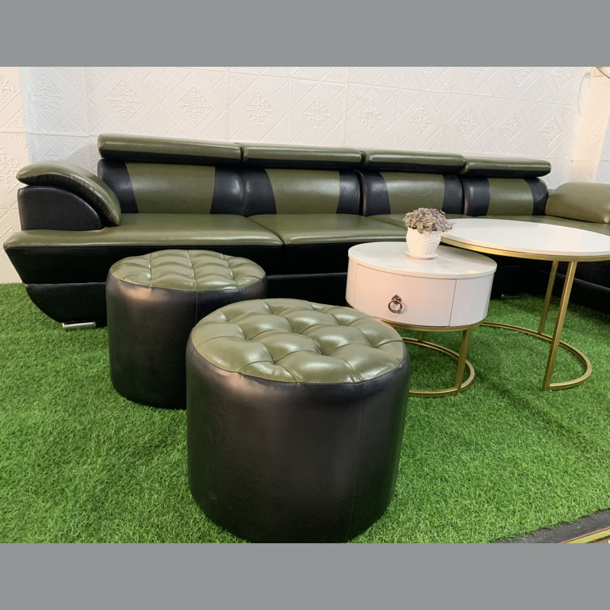 Bộ bàn ghế sofa da góc chữ L