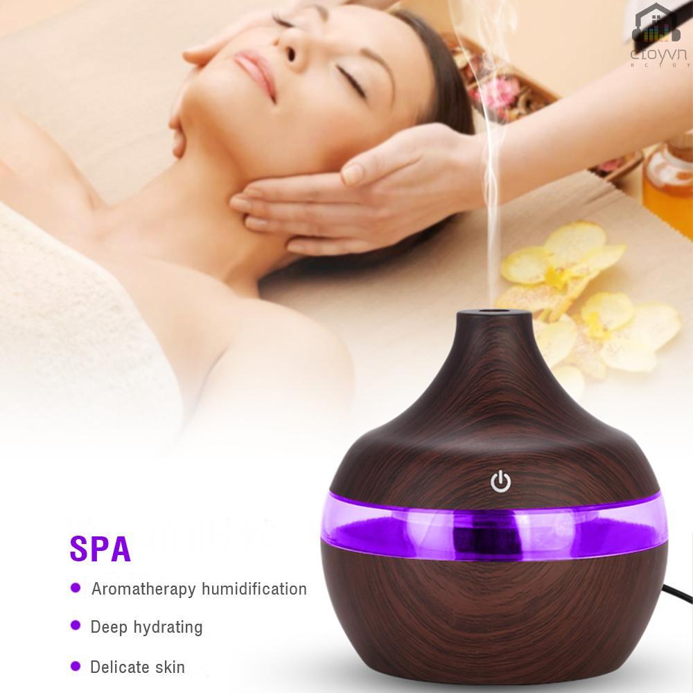 Máy khuếch tán tinh dầu thơm 300ml bằng gỗ mini không gây tiếng ồn tiện dụng cho gia đình/ văn phòng