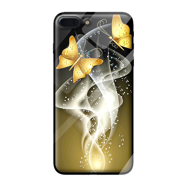 Hình ảnh Ốp kính cường lực cho iPhone 8 Plus bướm vàng 1 - Hàng chính hãng